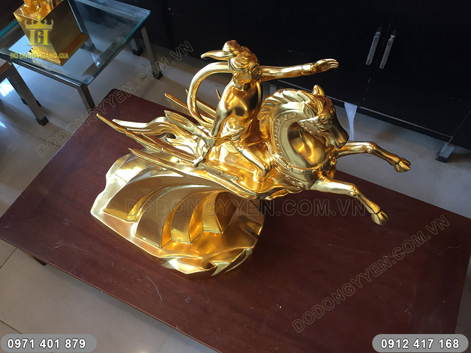 tượng đồng thánh gióng dát vàng 63cm